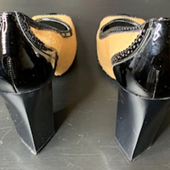 DianeVon Furstenberg Cowhide/Patent Peep Toe Heels - Picture 4 of 5